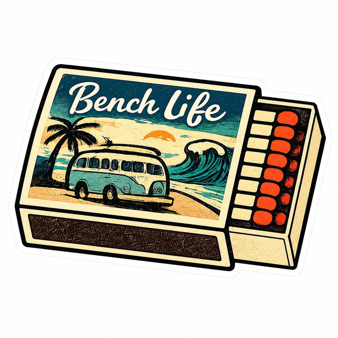 Sticker: Beach Life VW Bus Matchbox