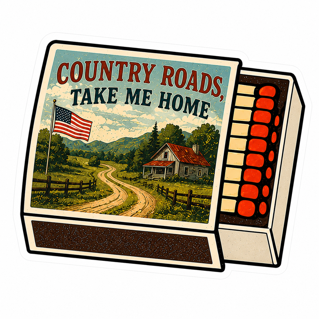 Sticker: Country Roads Take Me Home Matchbox