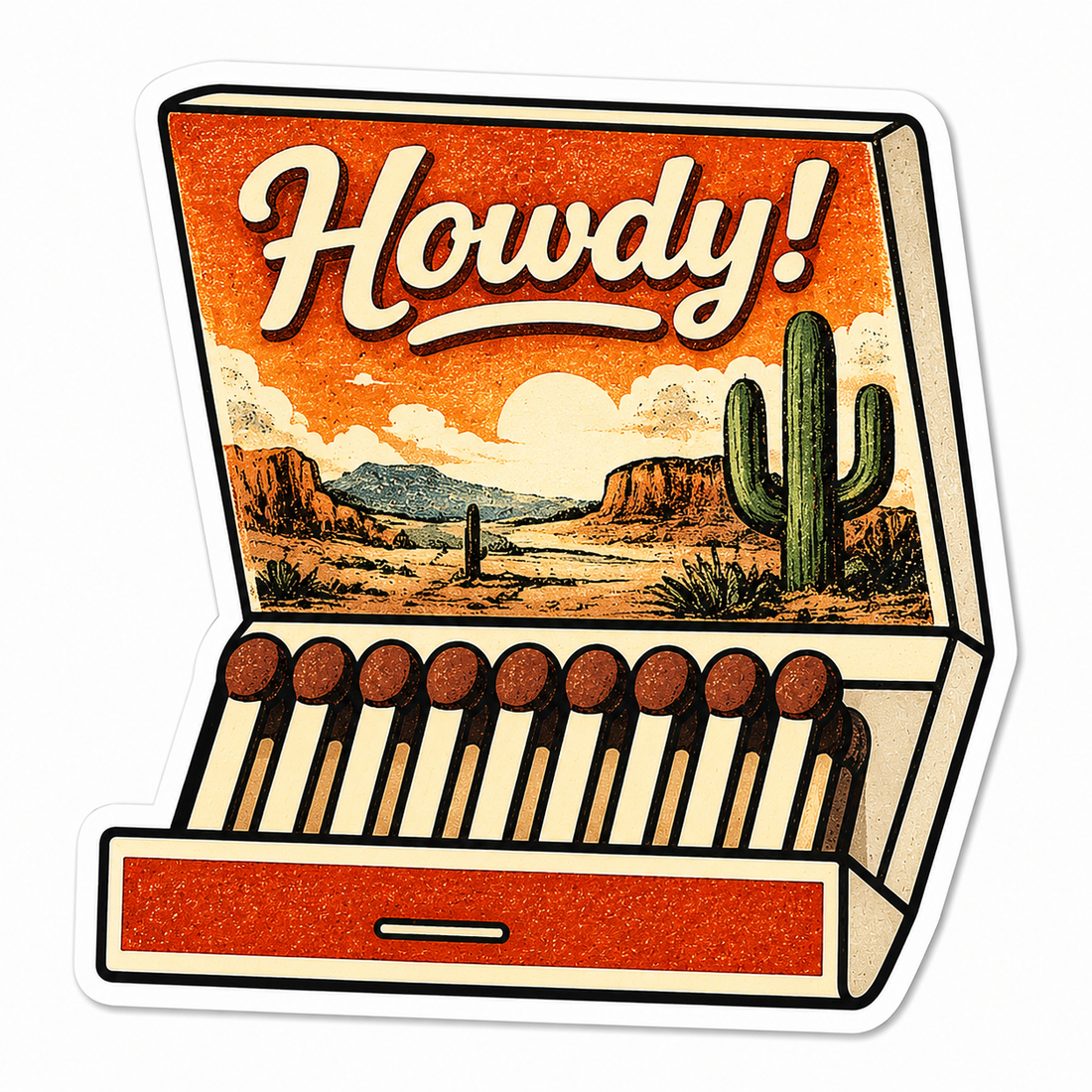 Sticker: Howdy Texas Matchbox