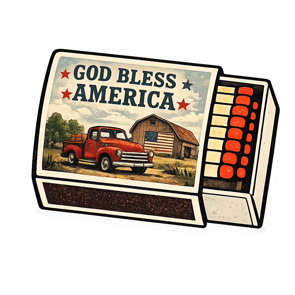 Sticker: God Bless America Matchbox