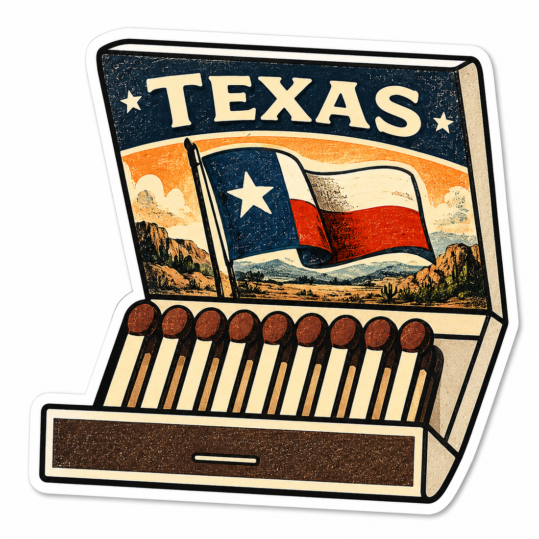 Sticker: Texas Flag Matchbox