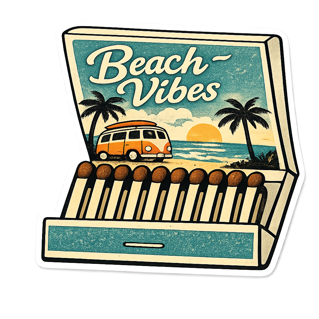Sticker: Beach Vibes Open Matchbox - Namedrop