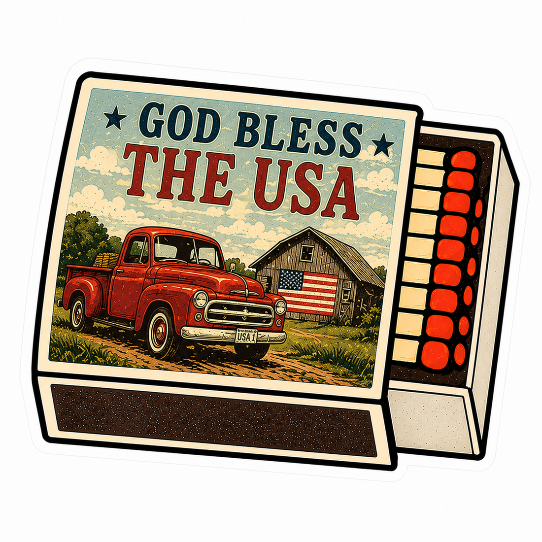 Sticker: God Bless the USA Matchbox - Namedrop