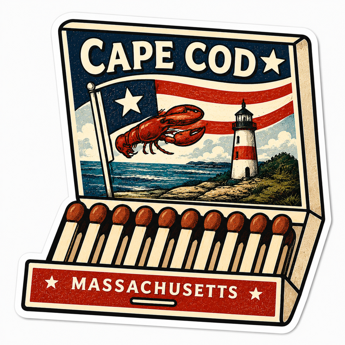 Sticker: Cape Cod Massachusetts Matchbox