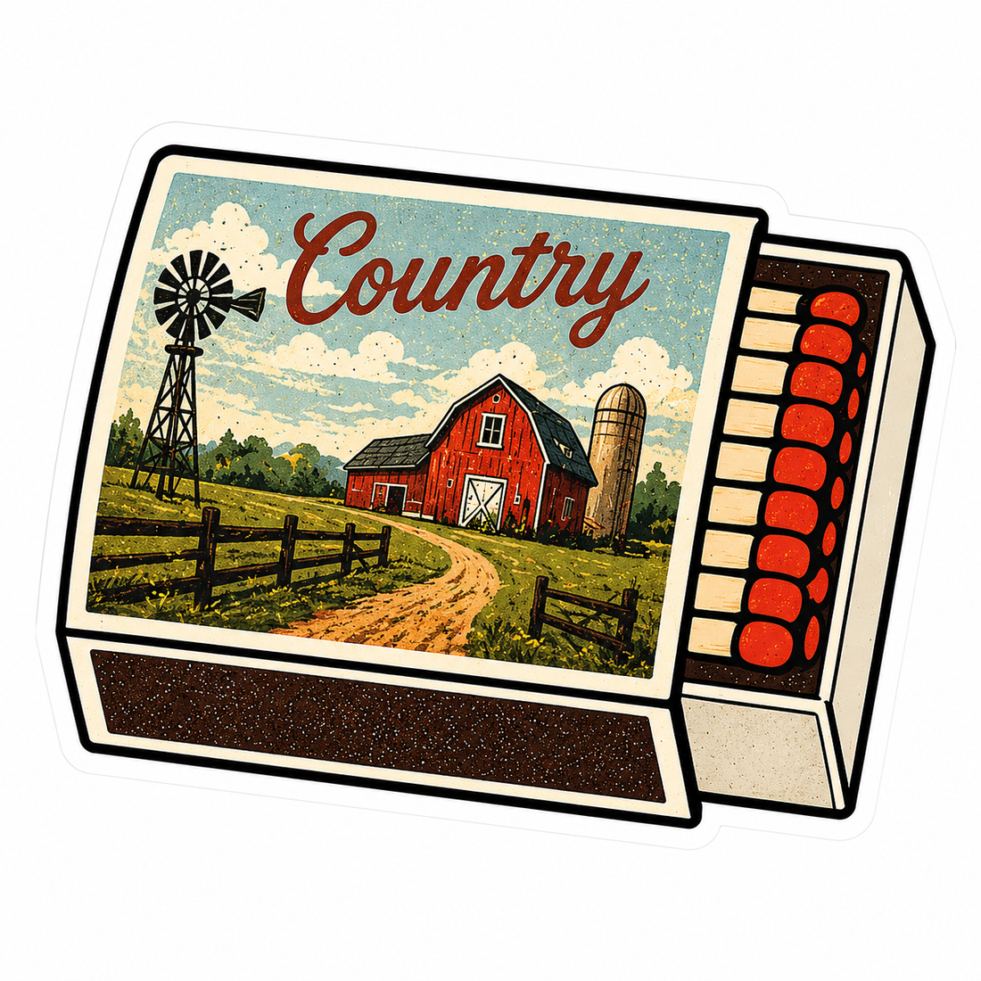 Sticker: Country Farm Life Matchbox