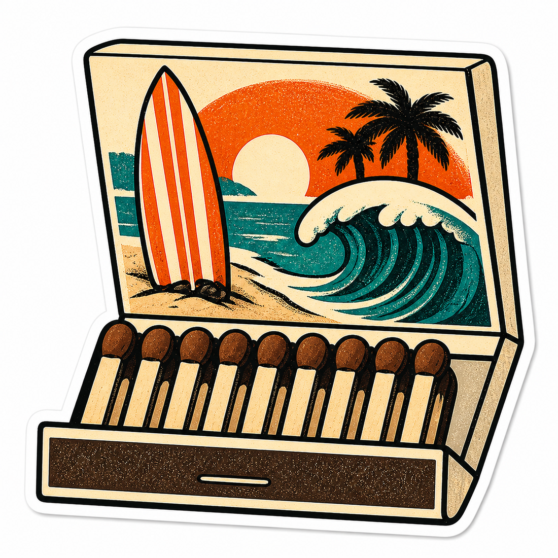 Sticker: Tropical Surf Open Matchbox