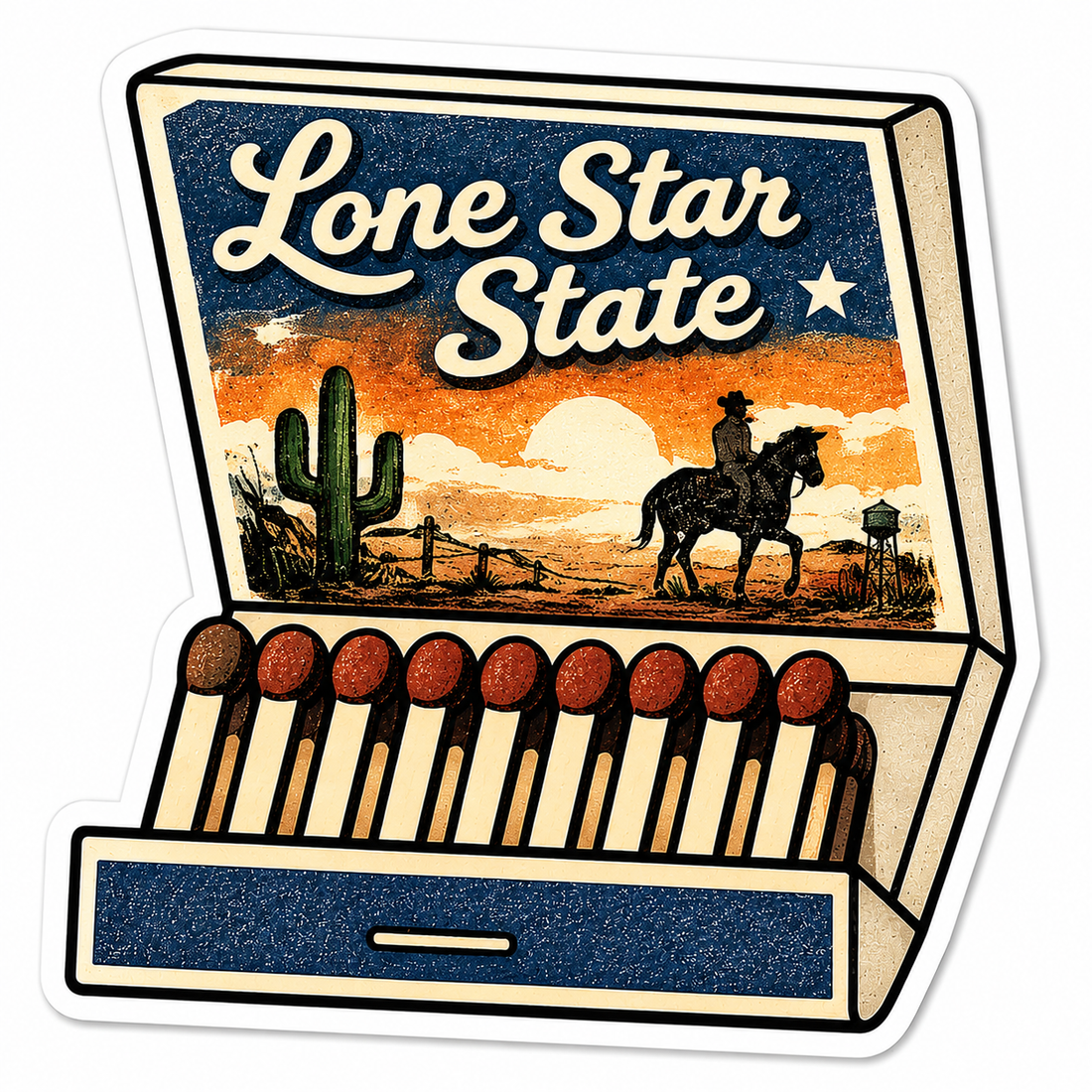 Sticker: Lone Star State Texas Matchbox - Namedrop