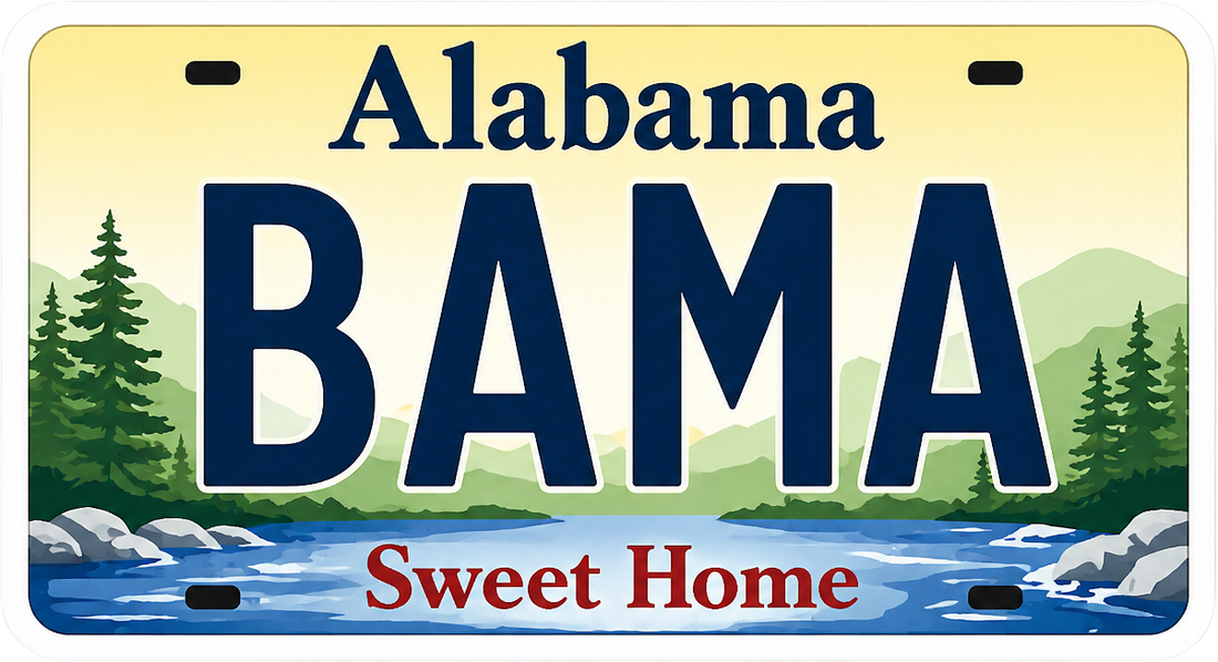Sticker: Alabama BAMA License Plate
