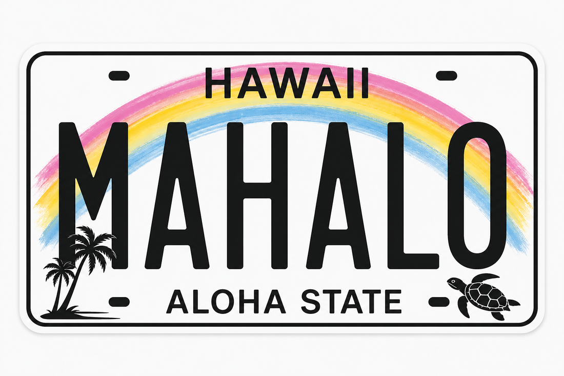 Sticker: Hawaii MAHALO License Plate
