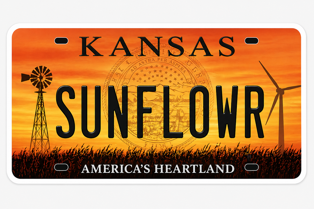 Sticker: Kansas SUNFLOWR License Plate