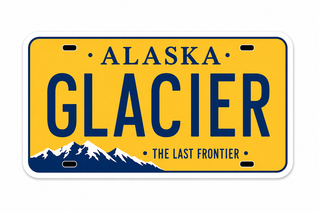 Sticker: Alaska GLACIER License Plate - Namedrop