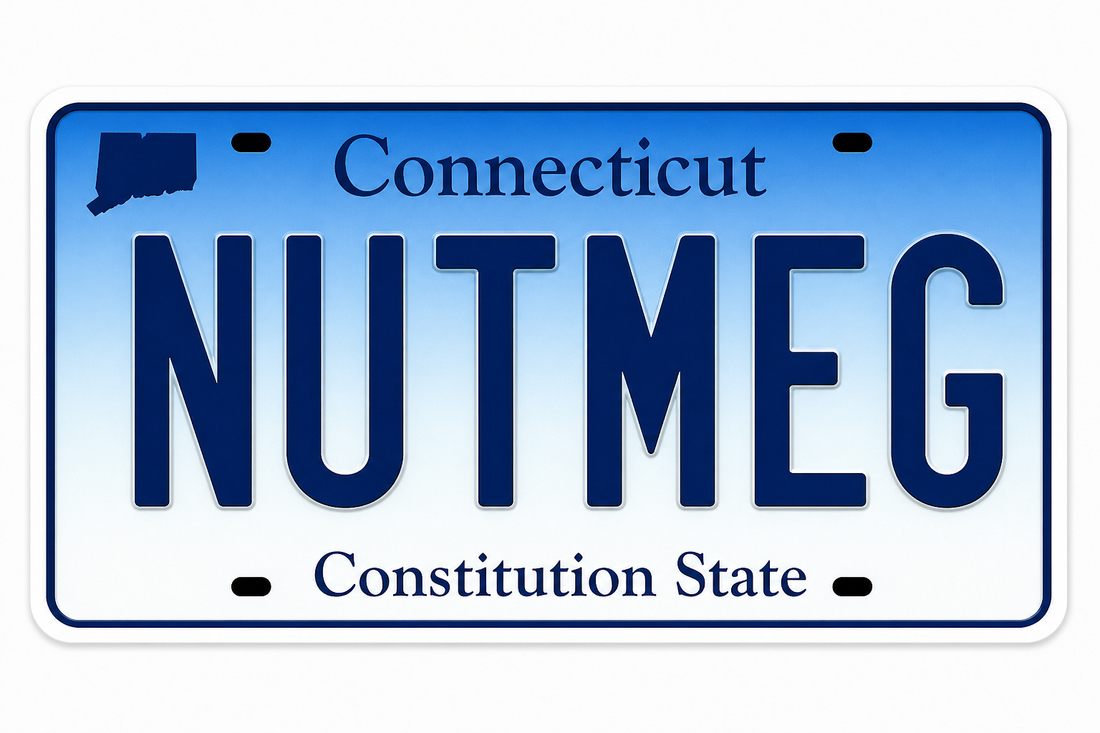 Sticker: Connecticut NUTMEG License Plate - Namedrop