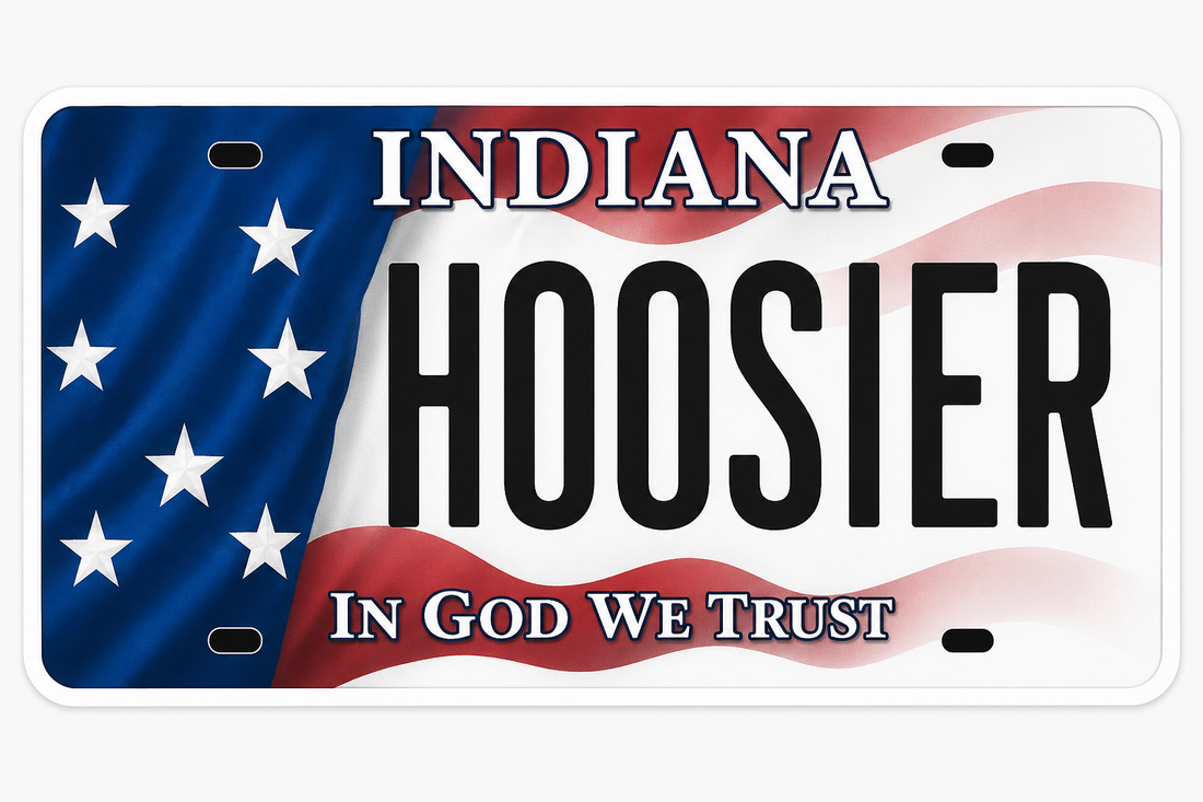 Sticker: Indiana HOOSIER License Plate - Namedrop