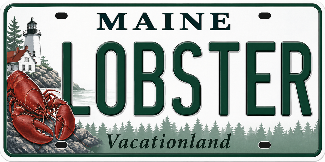 Sticker: Maine LOBSTER License Plate - Namedrop