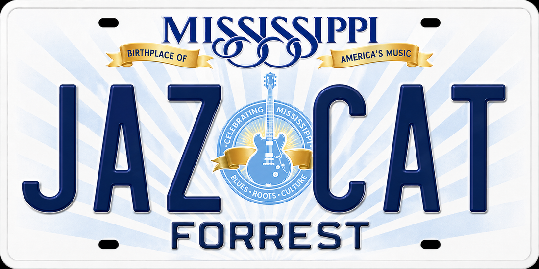Sticker: Mississippi JAZCAT License Plate
