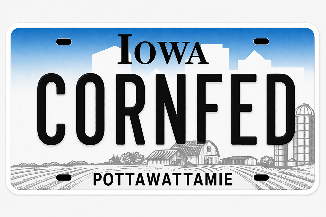 Sticker: Iowa CORNFED License Plate - Namedrop