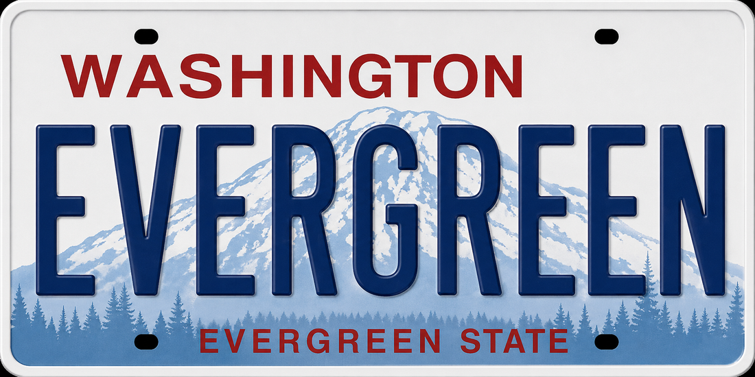 Sticker: Washington EVERGREEN License Plate