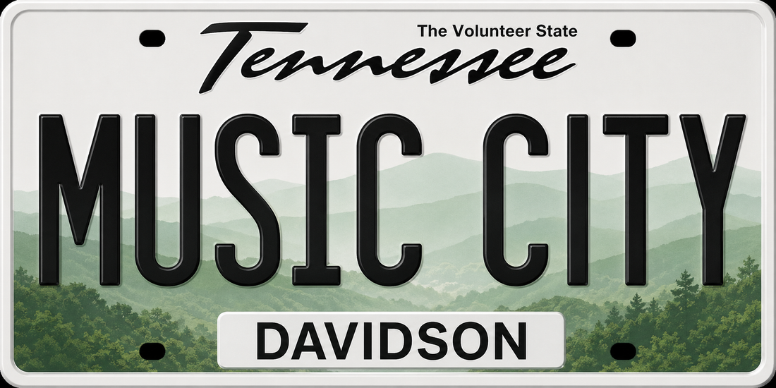 Sticker: Tennessee MUSIC CITY License Plate - Namedrop