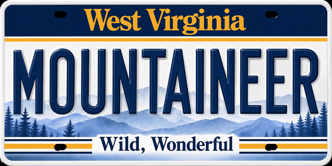 Sticker: West Virginia MOUNTAINEER License Plate - Namedrop