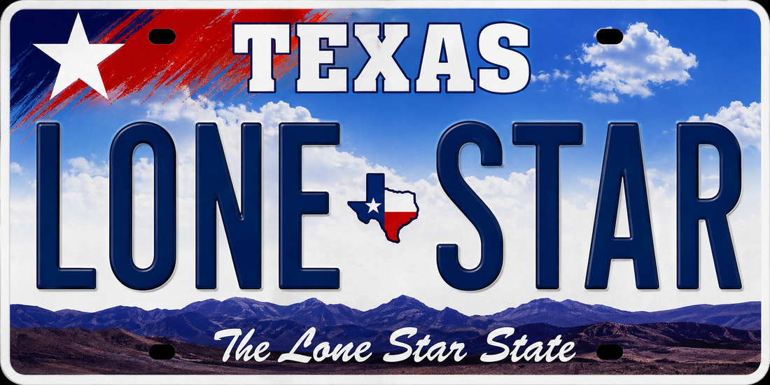 Sticker: Texas LONE STAR License Plate - Namedrop
