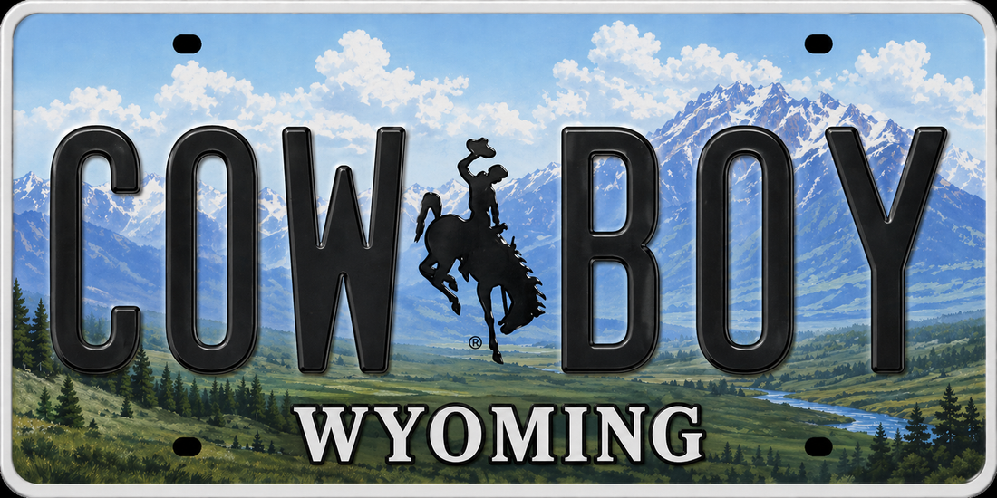 Sticker: Wyoming COWBOY License Plate - Namedrop