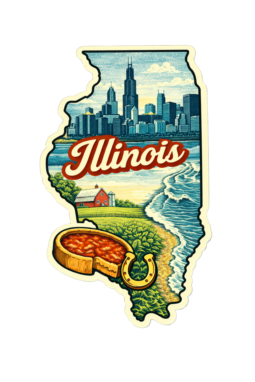 Sticker: Illinois State Shape - Namedrop