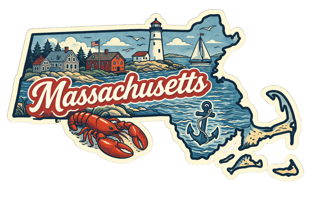 Sticker: Massachusetts State Shape - Namedrop