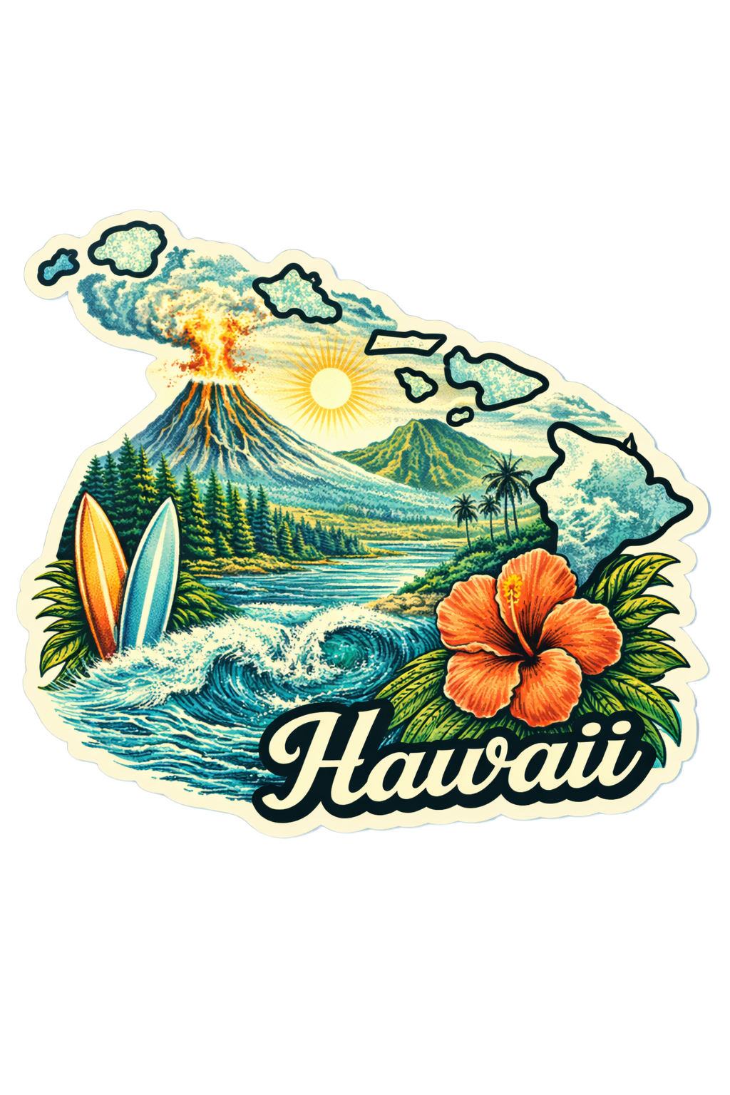 Sticker: Hawaii State Shape - Namedrop