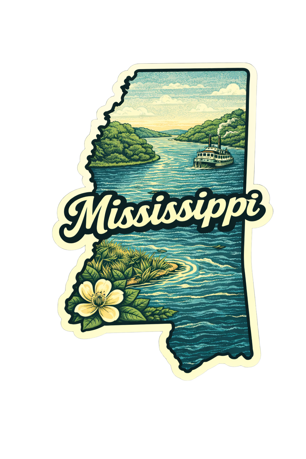 Sticker: Mississippi State Shape - Namedrop