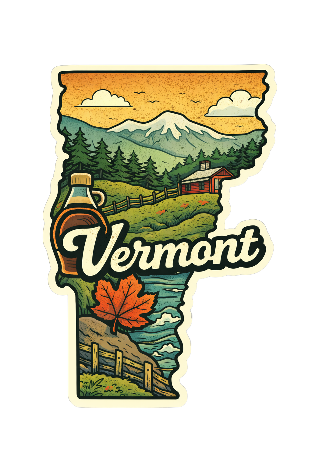 Sticker: Vermont State Shape - Namedrop