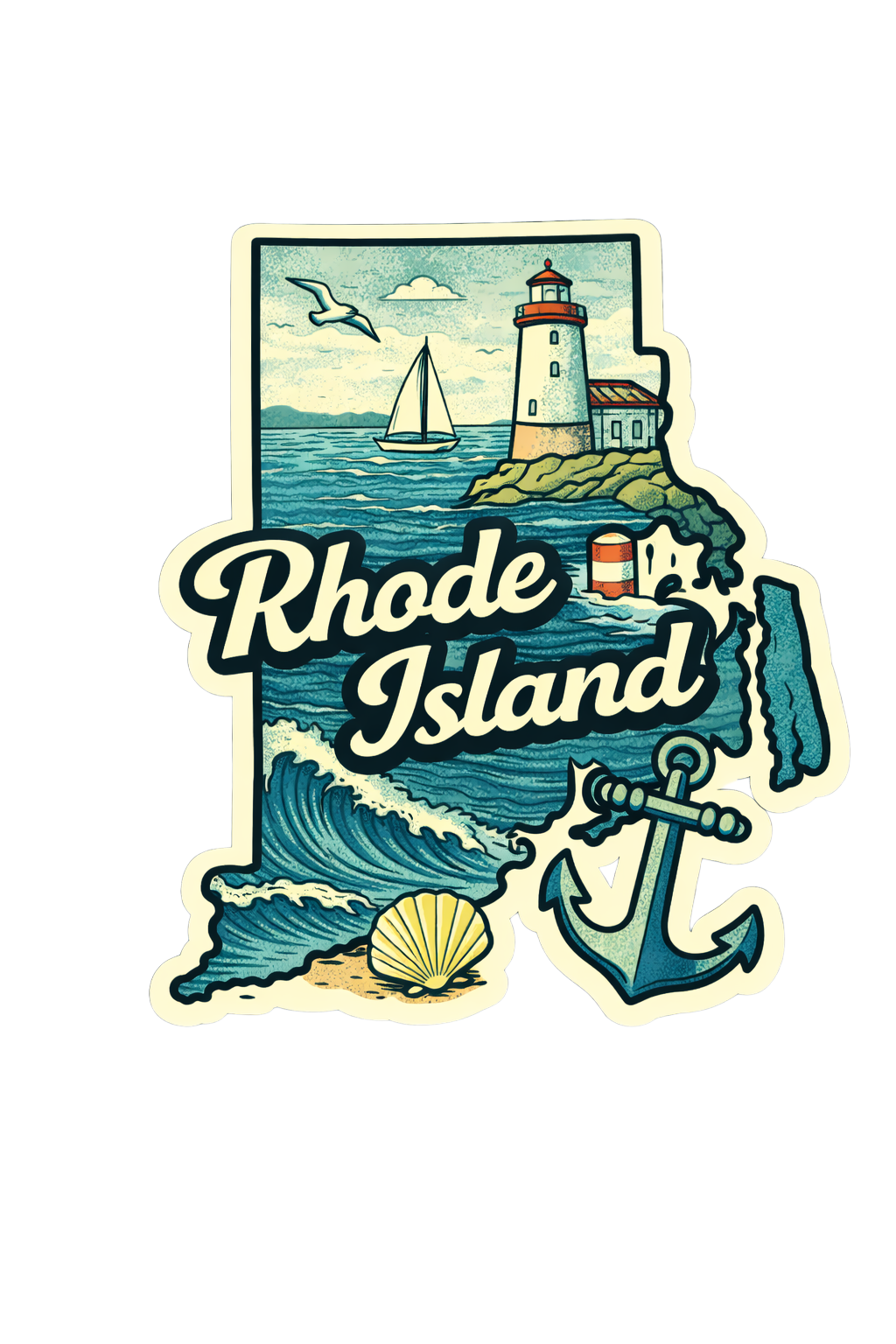 Sticker: Rhode Island State Shape - Namedrop