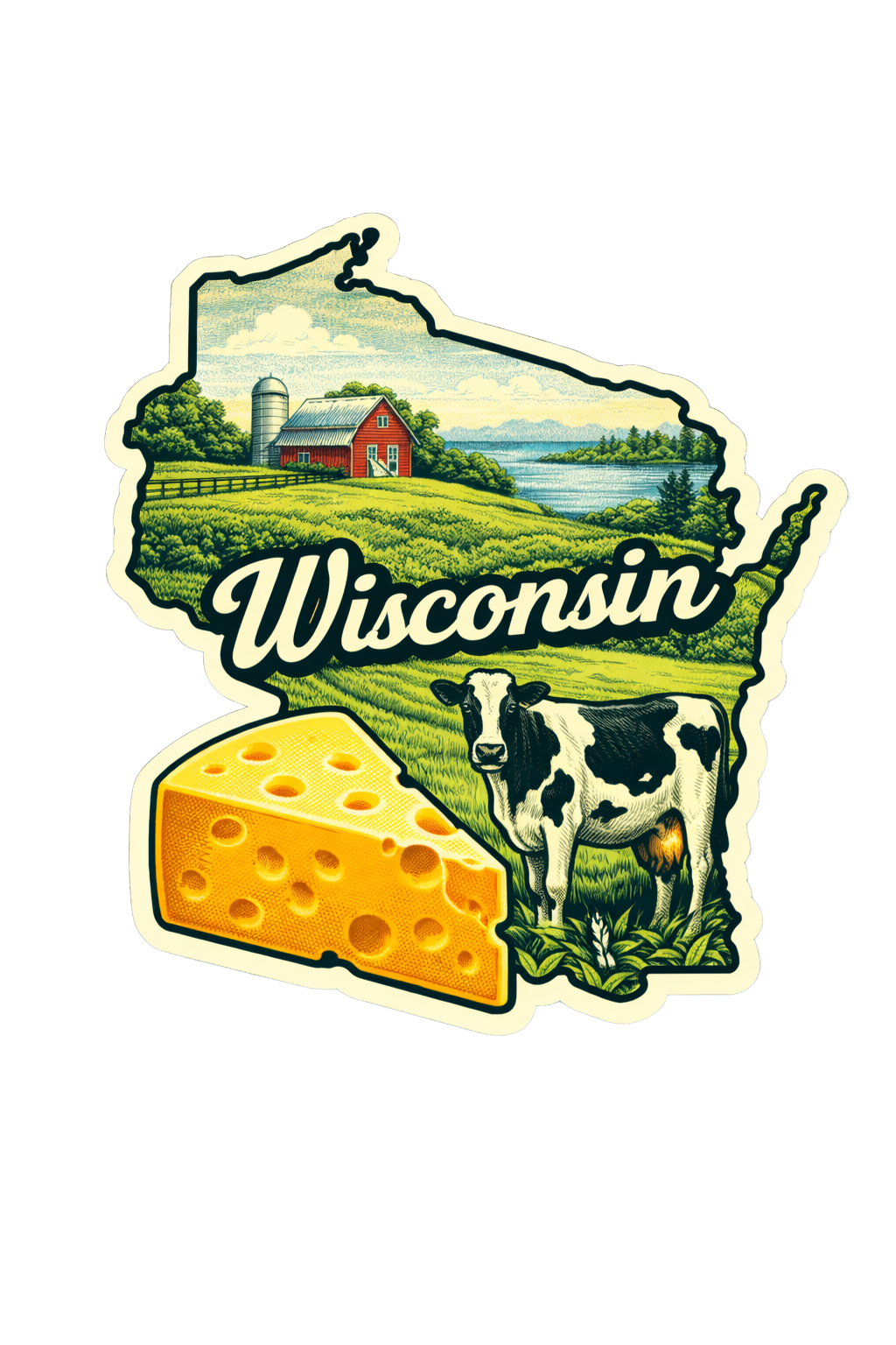 Sticker: Wisconsin State Shape - Namedrop