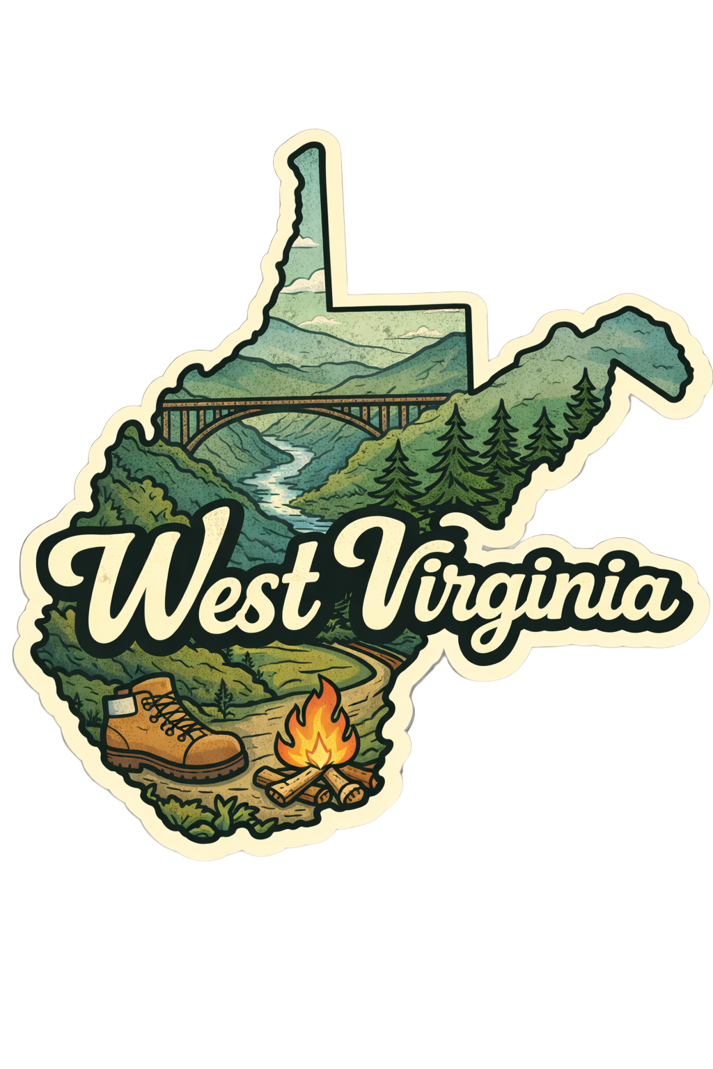 Sticker: West Virginia State Shape - Namedrop
