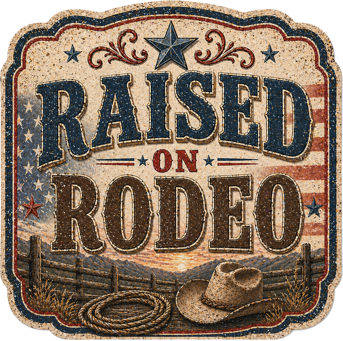 Sticker: Raised on Rodeo Blue - Namedrop