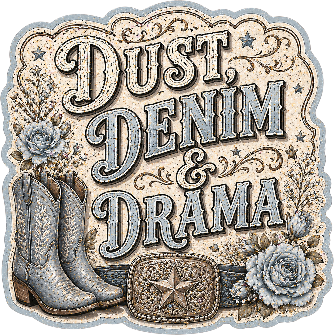 Sticker: Dust Denim and Drama