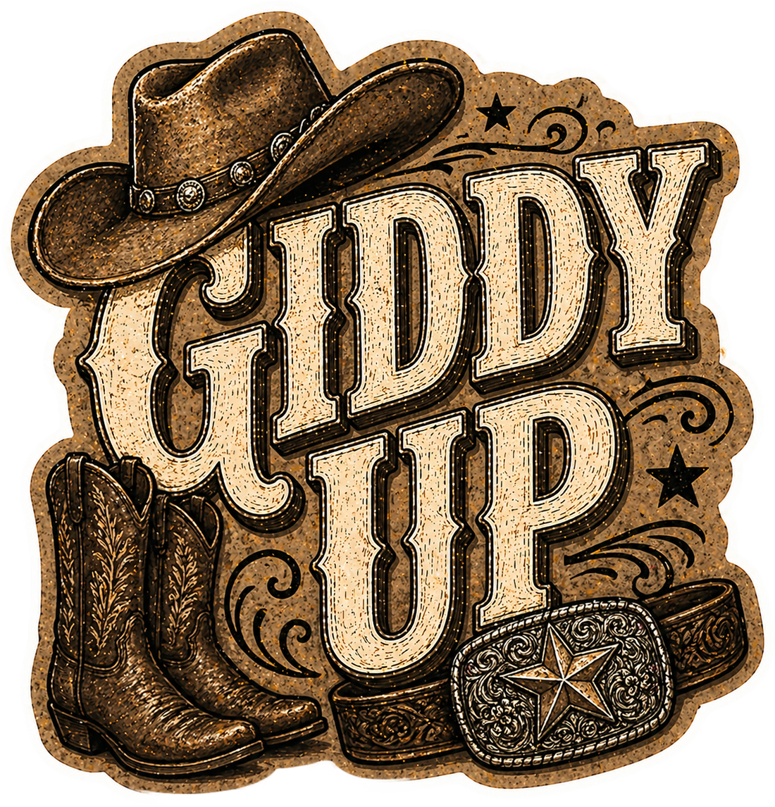 Sticker: Giddy Up Hat and Boot - Namedrop