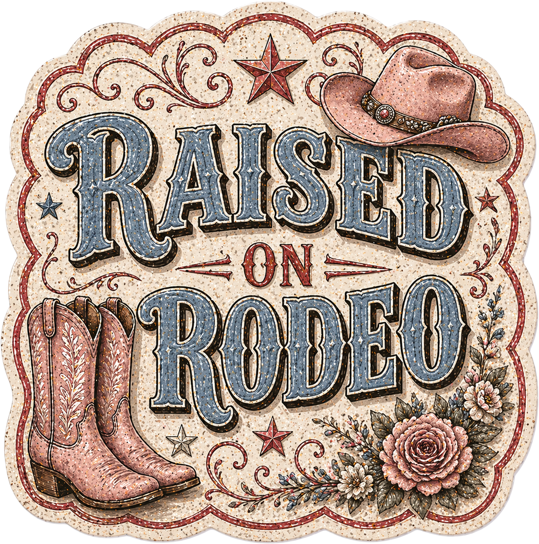 Sticker: Raised on Rodeo Ornate - Namedrop