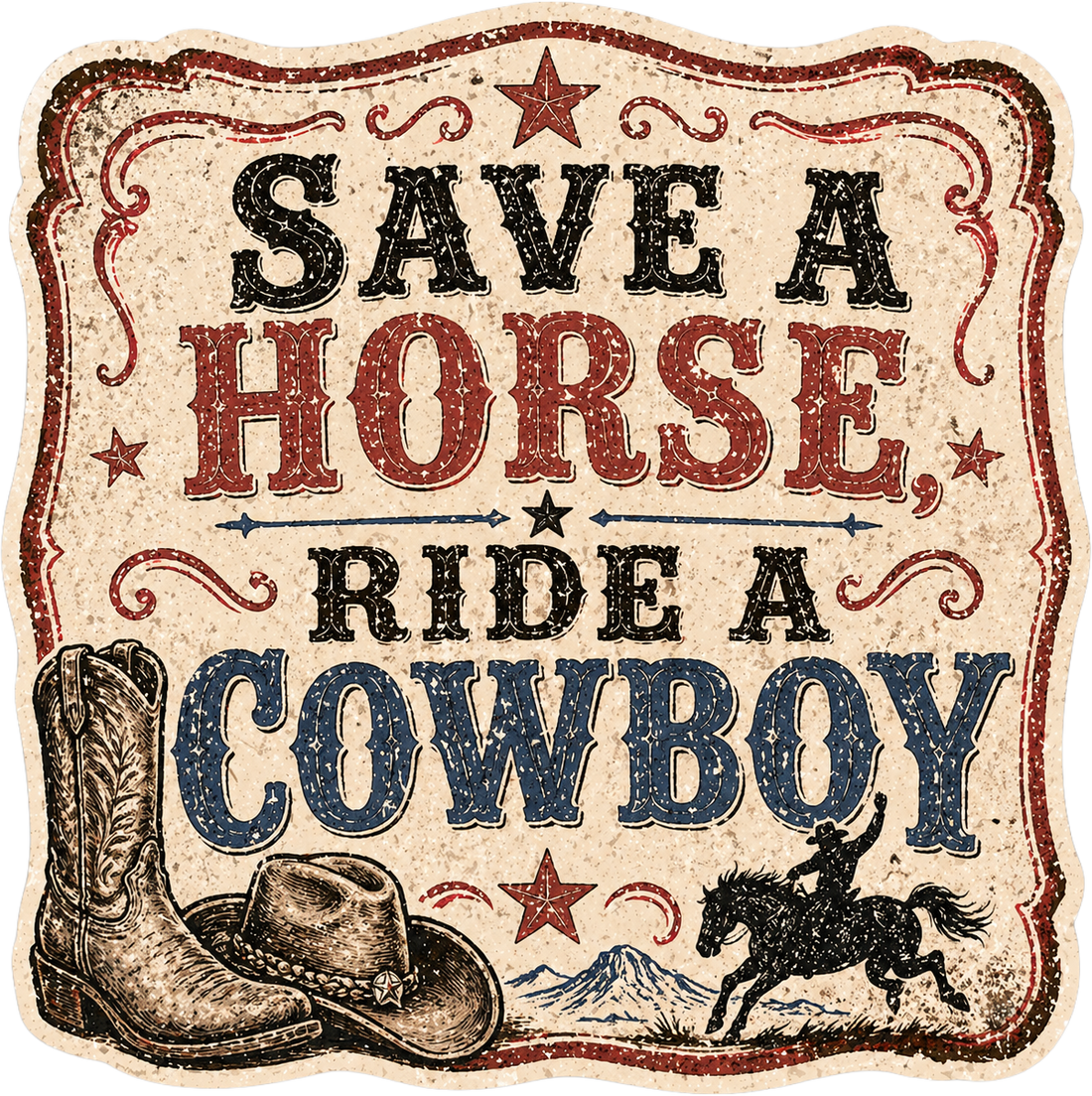 Sticker: Save a Horse Ride a Cowboy Western - Namedrop