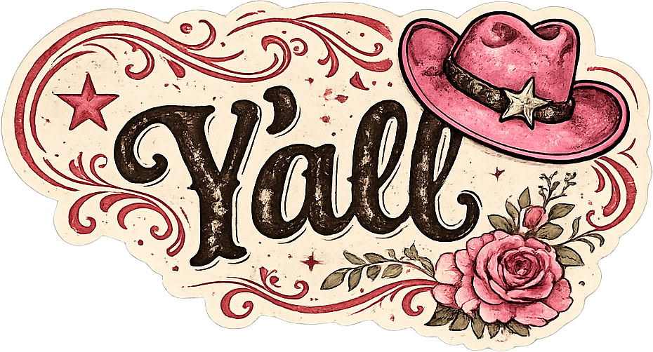 Sticker: Y'all Pink Bow - Namedrop