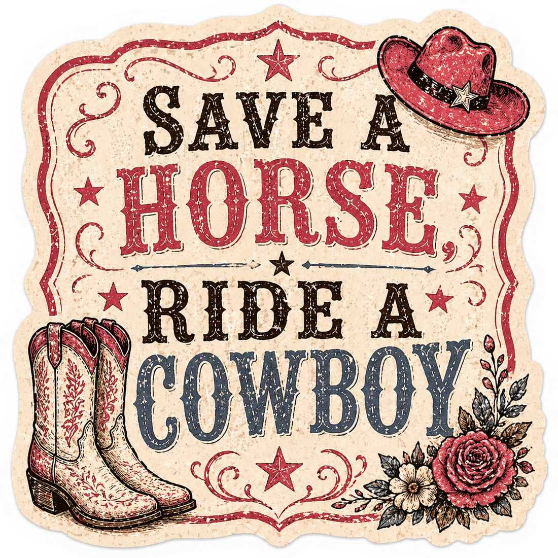 Sticker: Save a Horse Ride a Cowboy Pink - Namedrop