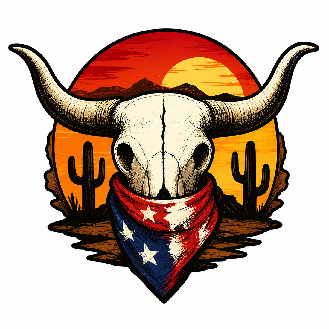 Sticker: Texas Longhorn Skull