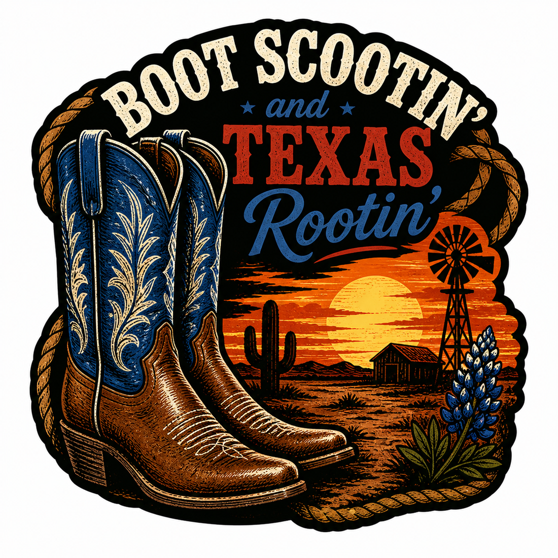 Sticker: Boot Scootin' Texas Rootin' - Namedrop