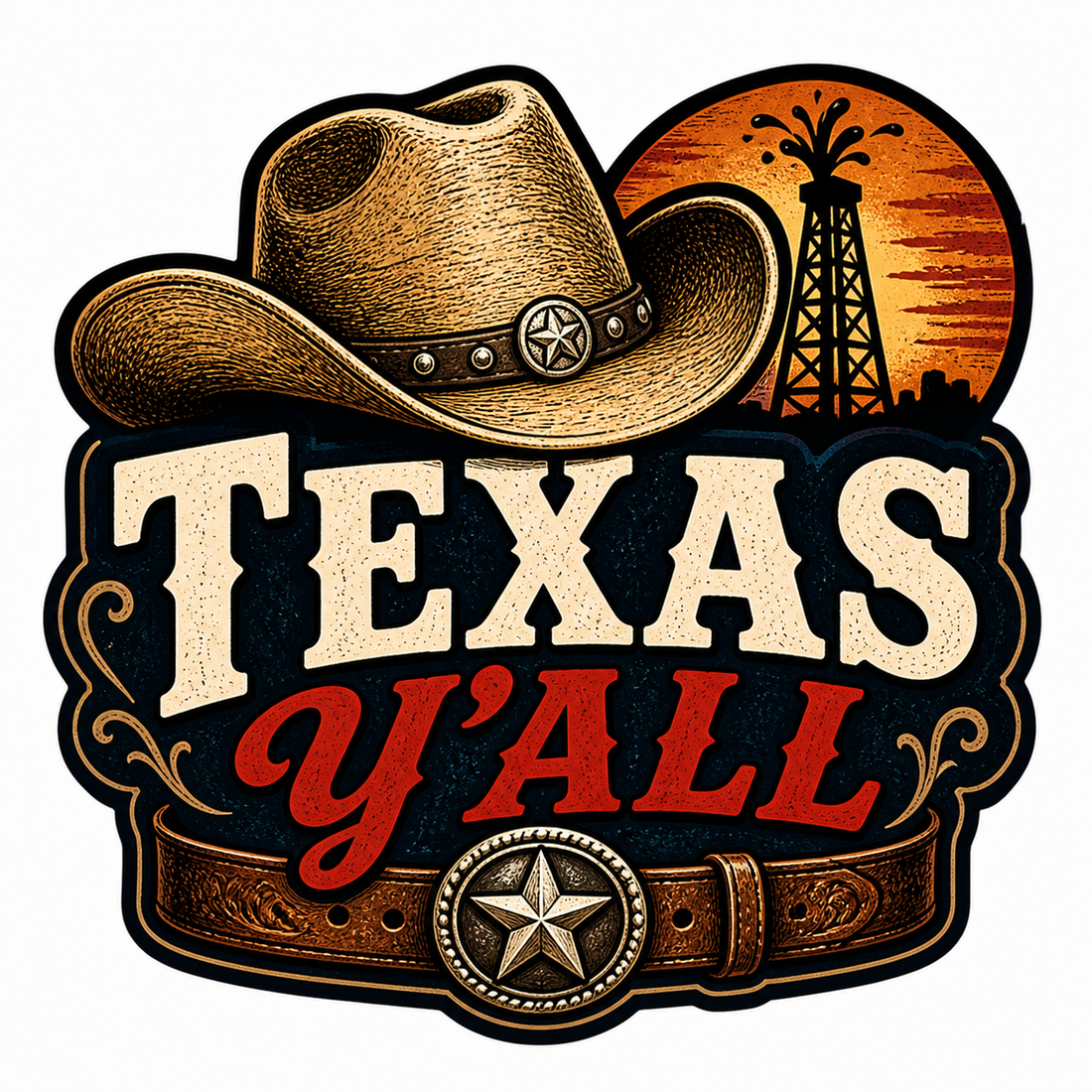 Sticker: Texas Y'all Cowboy - Namedrop