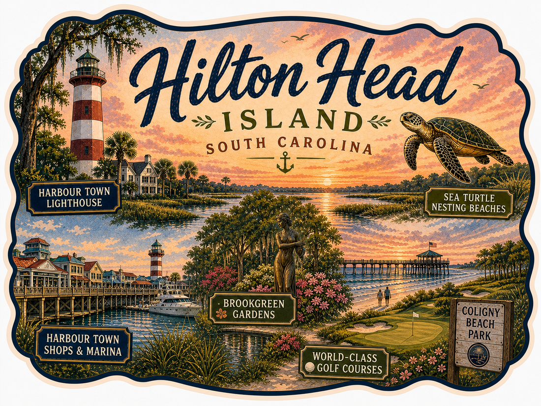 Sticker: Hilton Head Vintage Badge - Namedrop