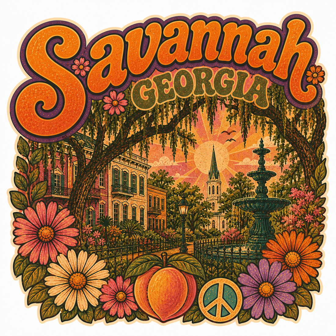 Sticker: Savannah Georgia Floral - Namedrop