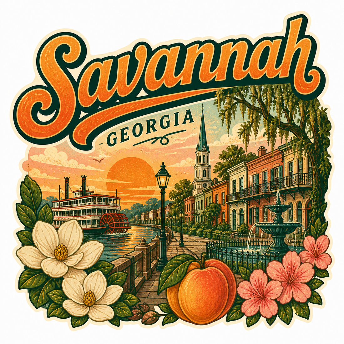 Sticker: Savannah Georgia Colorful - Namedrop