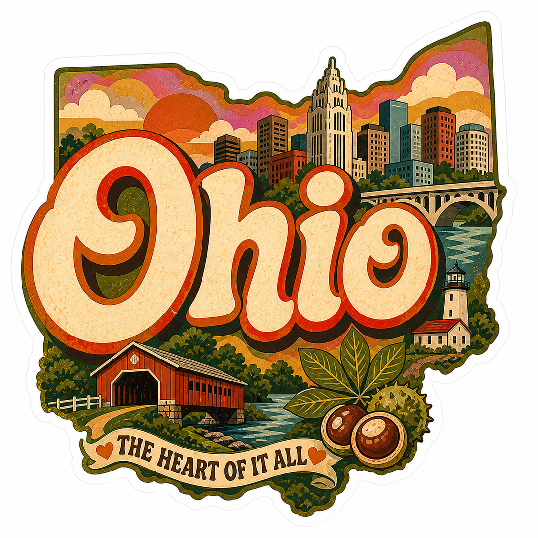 Sticker: Ohio Heart of It All