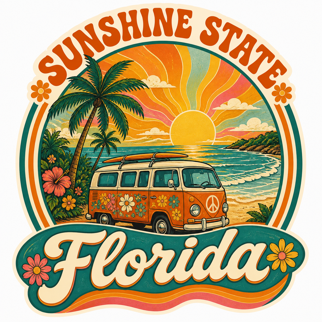 Sticker: Sunshine State Florida Retro - Namedrop