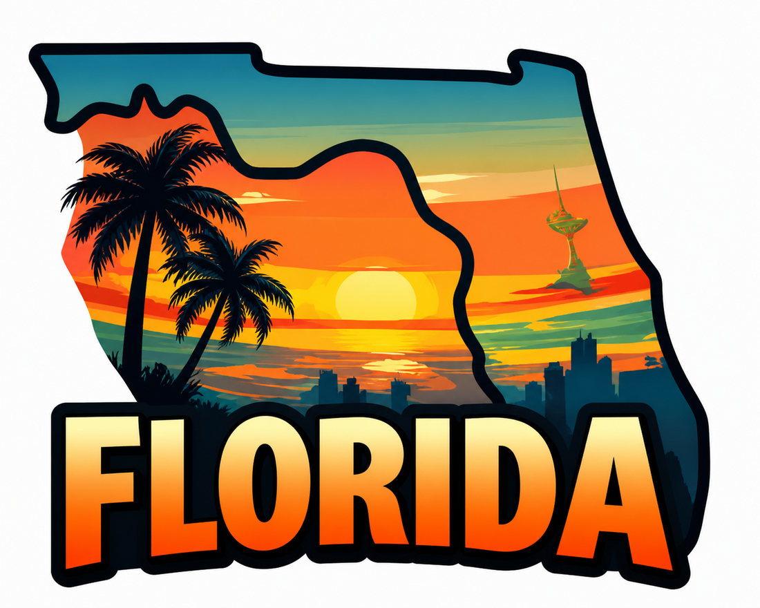 Sticker: Florida Keys Sunset Shape - Namedrop