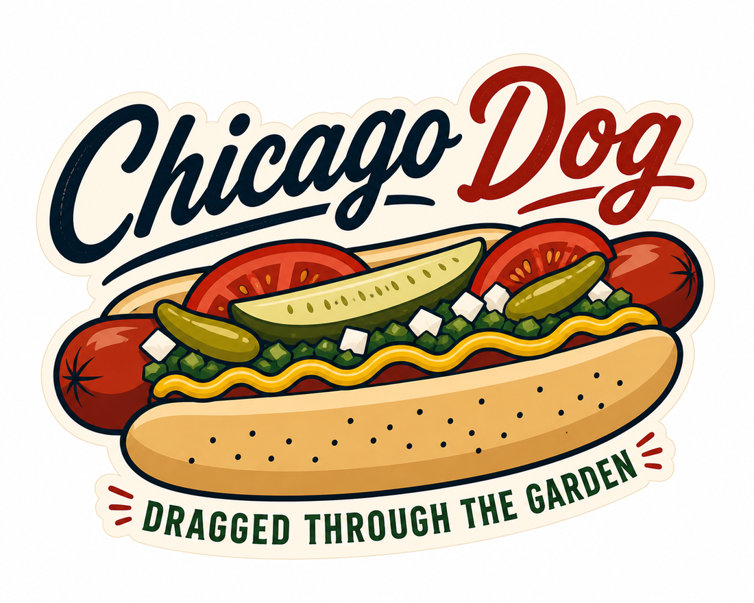 Sticker: Chicago Dog Dragged Through the Garden